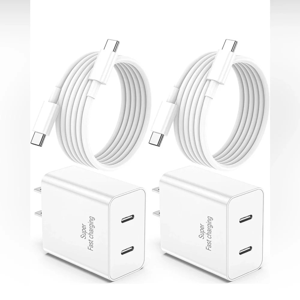 White USB-C Fast Charging Adapter and Cable Set